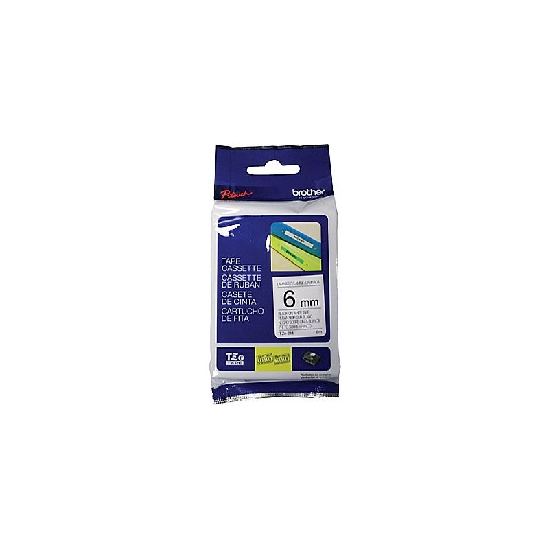 Brother TZe-211 ruban 6mm noir sur blanc